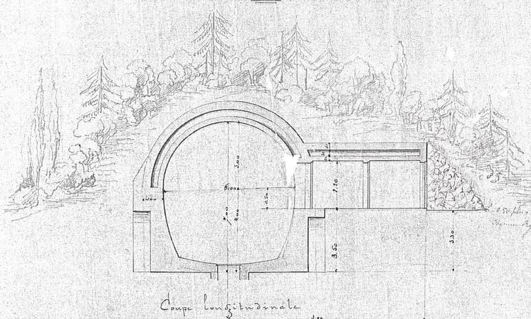 Plan en coupe par Émile Coulon, 1866